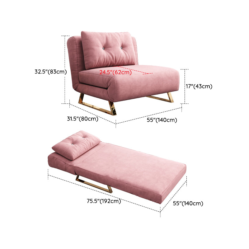 Glam Velvet Sleeper Sofa 31.49" Wide Pink Sofa Bed with Pillow Back