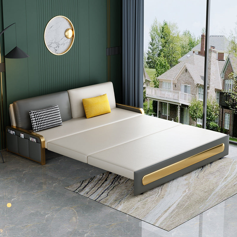 Gray Faux leather Sleeper Sofa 33.46" Wide Sofa Bed with Detachable Mattress