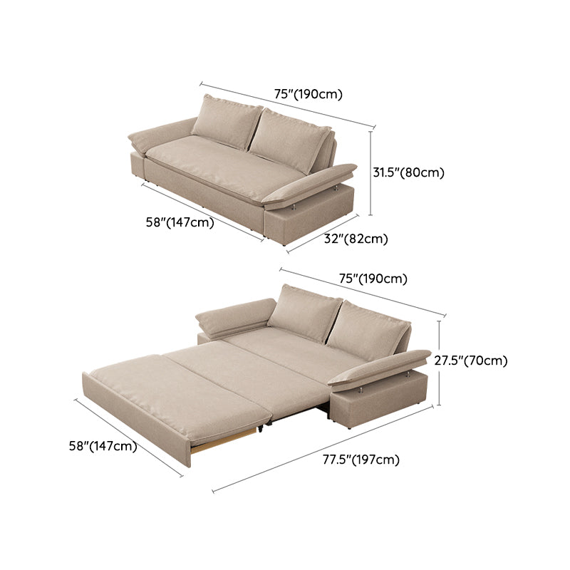 Beige Faux leather Sleeper Sofa 32.28" Wide Sofa Bed with Detachable Mattress