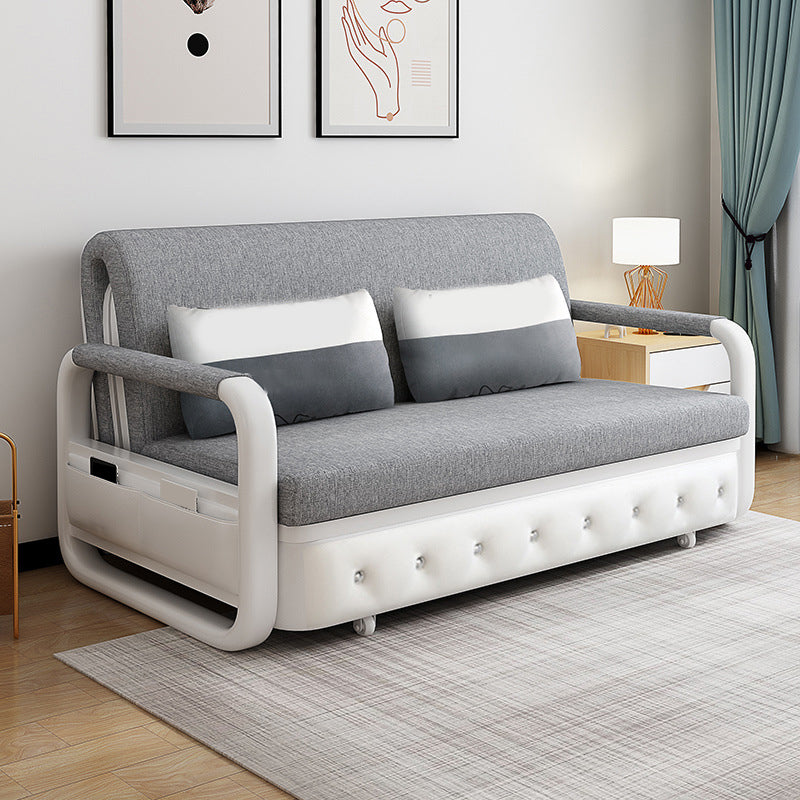 Linen 32.28" Wide Sleeper Sofa Gray Sofa Bed with Detachable Mattress