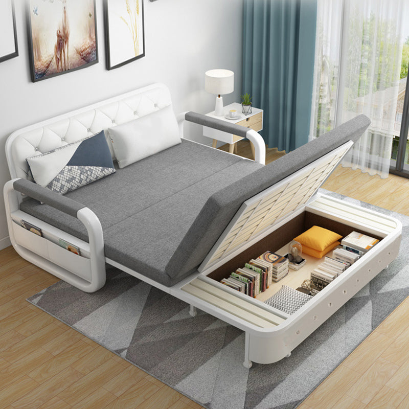 Linen 32.28" Wide Sleeper Sofa Gray Sofa Bed with Detachable Mattress