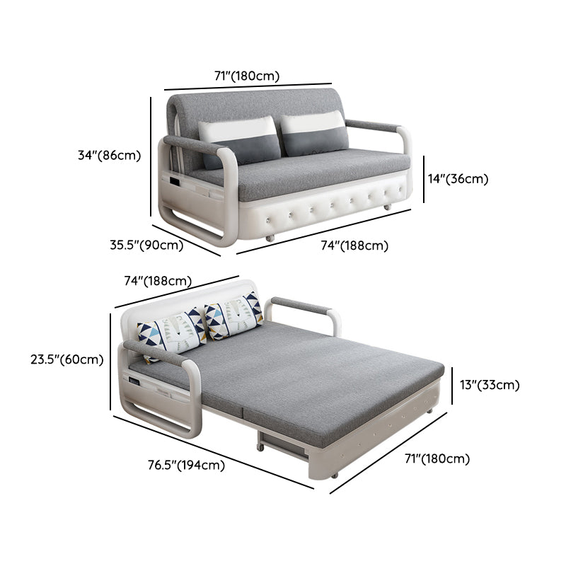 Linen 32.28" Wide Sleeper Sofa Gray Sofa Bed with Detachable Mattress