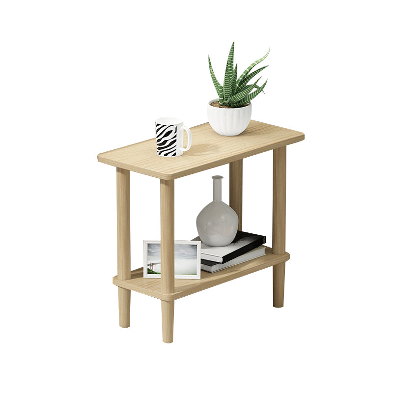 Modern Wood End Slide Table 2-Tier Corner Table with Storage