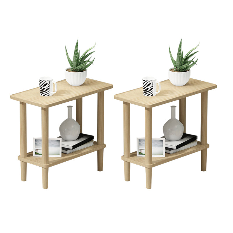 Modern Wood End Slide Table 2-Tier Corner Table with Storage