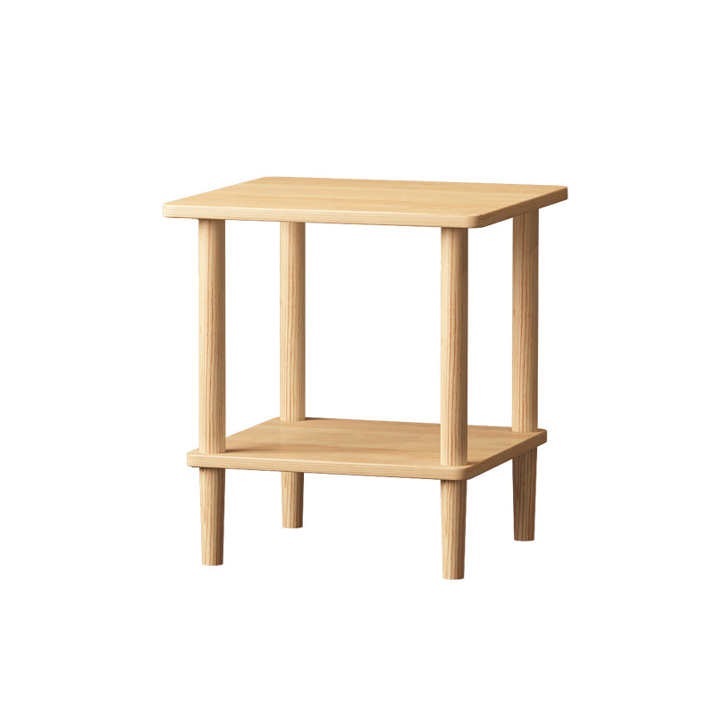 Modern Wood End Slide Table 2-Tier Corner Table with Storage