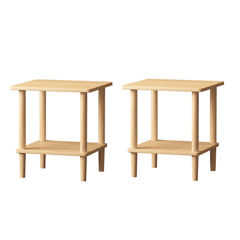 Modern Wood End Slide Table 2-Tier Corner Table with Storage