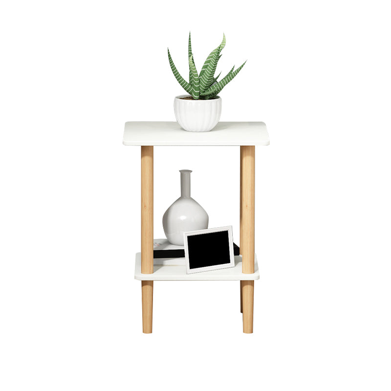 Modern Wood End Slide Table 2-Tier Corner Table with Storage