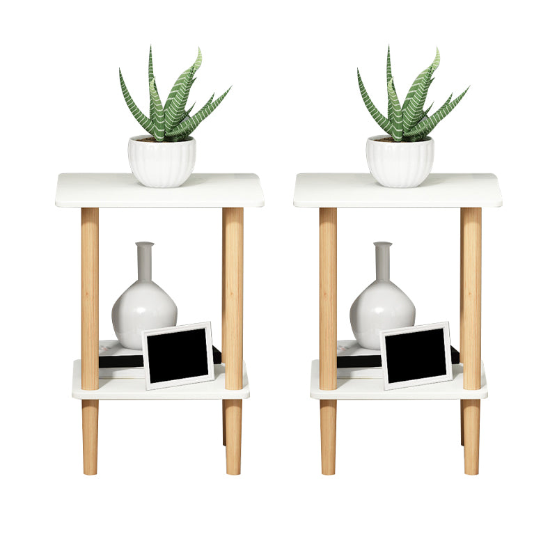 Modern Wood End Slide Table 2-Tier Corner Table with Storage