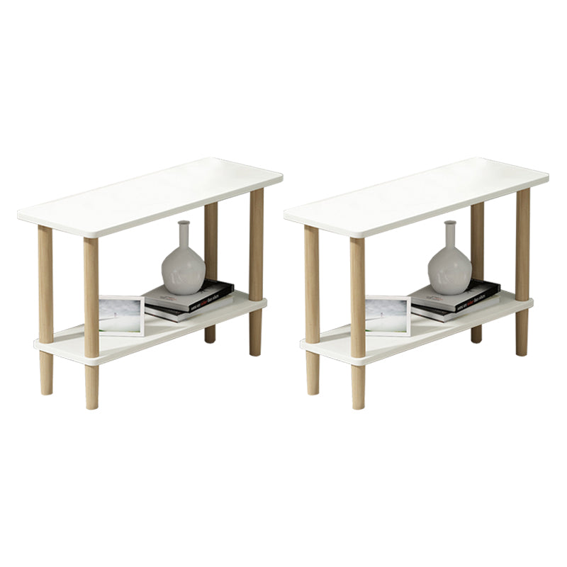 Modern Wood End Slide Table 2-Tier Corner Table with Storage