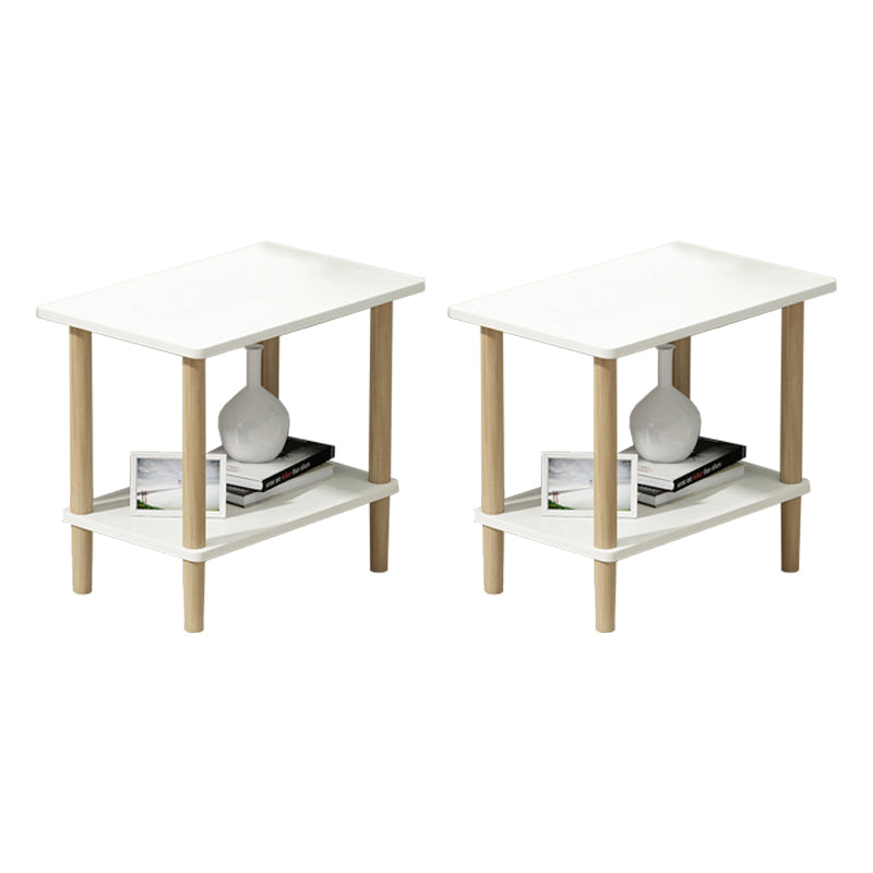 Modern Wood End Slide Table 2-Tier Corner Table with Storage
