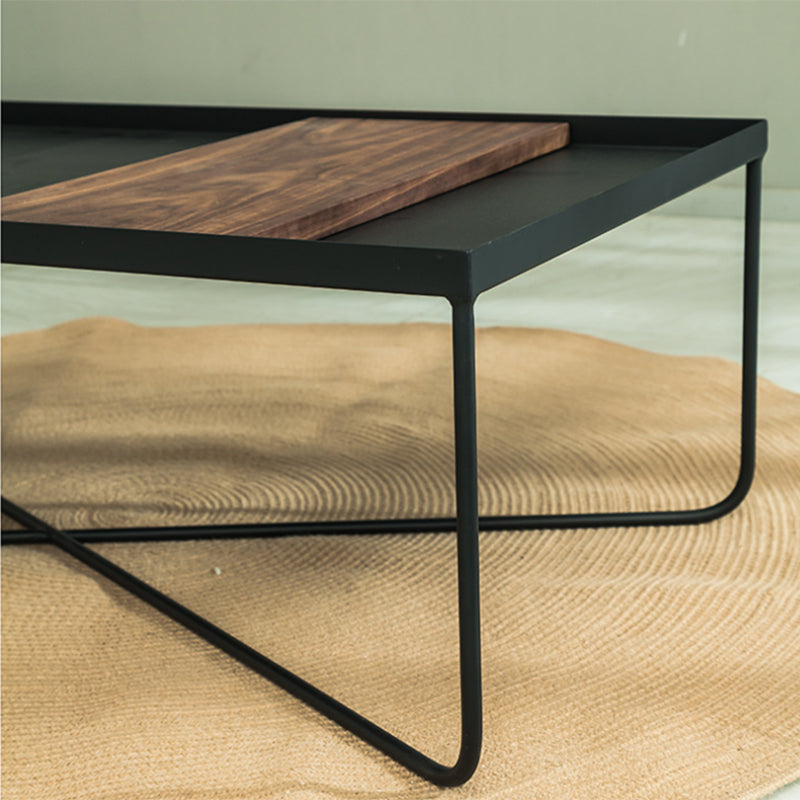 Mid-Century Modern Cocktail Table Cross Legs Metal Single Coffee Table