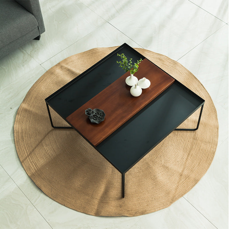 Mid-Century Modern Cocktail Table Cross Legs Metal Single Coffee Table