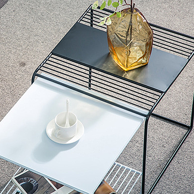 Mid-Century Modern Cocktail Table Metal Square Single Coffee Table