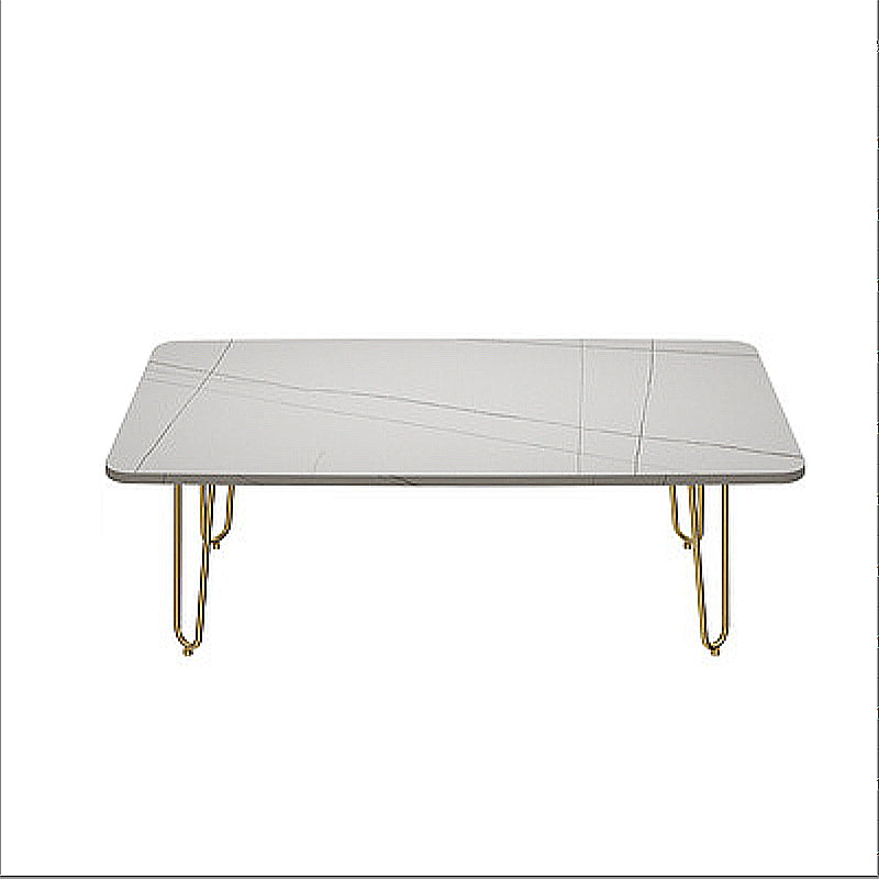 Glam Cocktail Table 4 Legs Slate Rectangular Single Coffee Table
