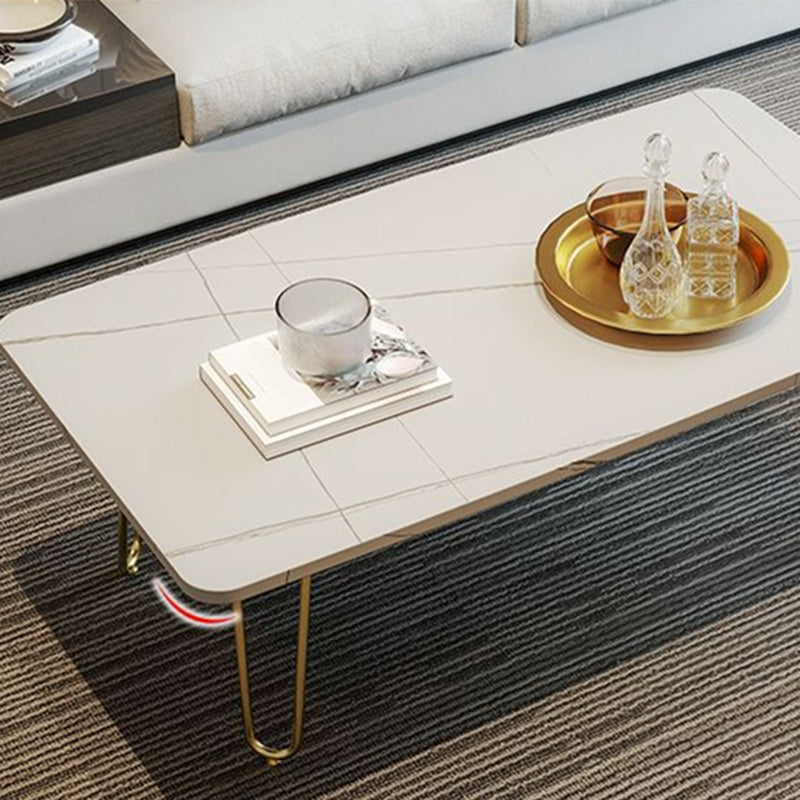 Glam Cocktail Table 4 Legs Slate Rectangular Single Coffee Table