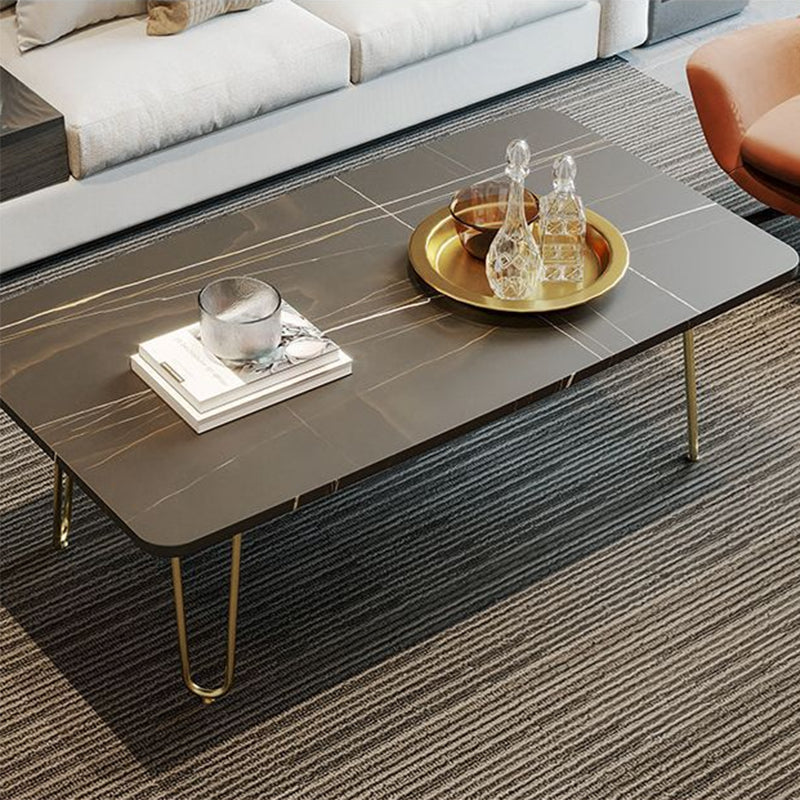 Glam Cocktail Table 4 Legs Slate Rectangular Single Coffee Table
