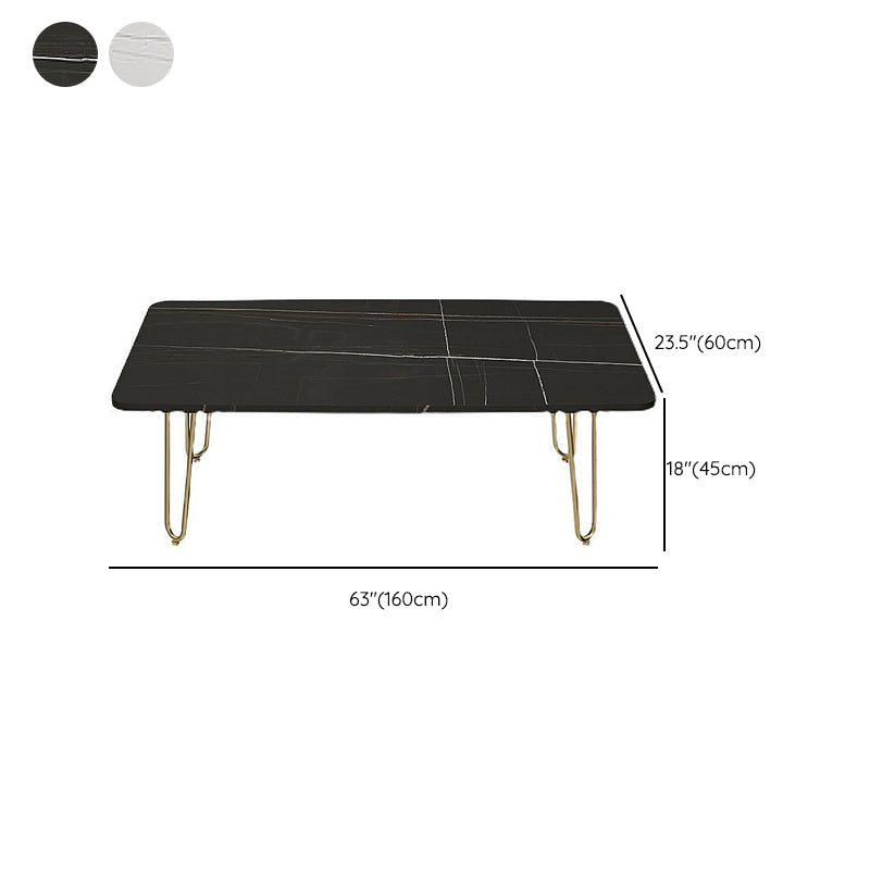 Glam Cocktail Table 4 Legs Slate Rectangular Single Coffee Table
