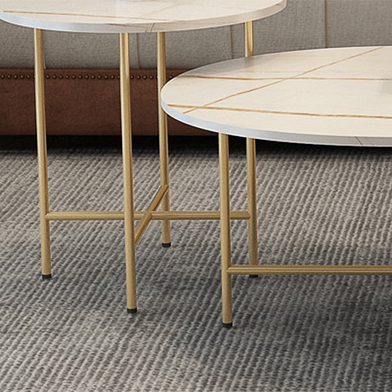 Glam Cocktail Table 4 Legs Slate Round/Oval Coffee Table Set