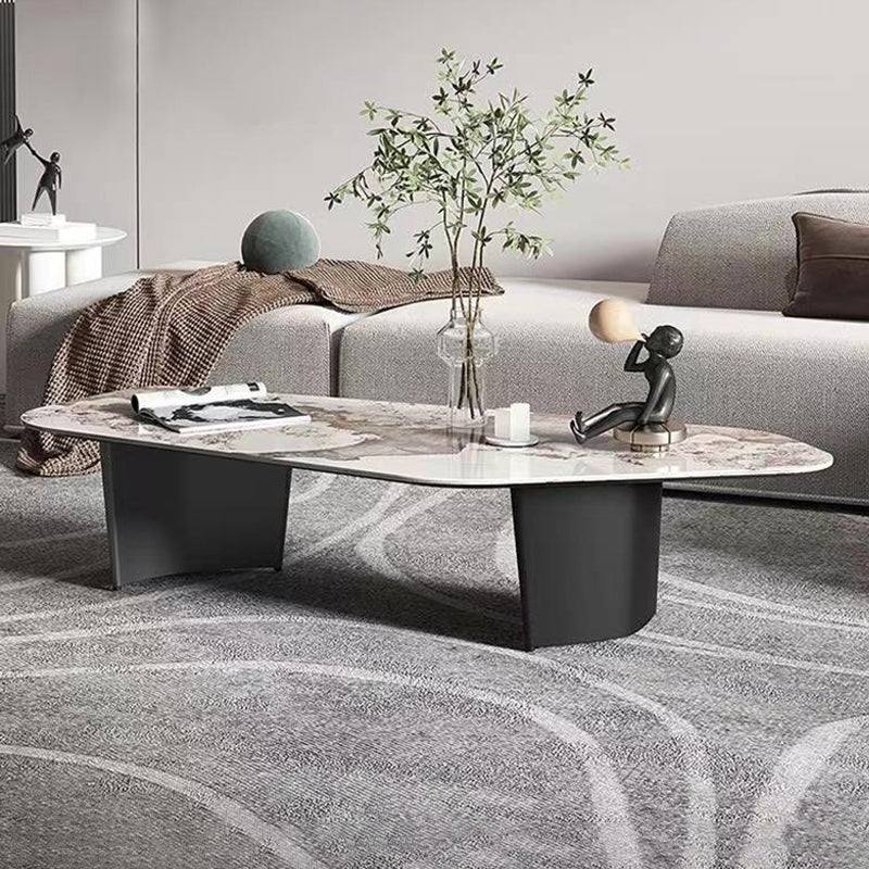 Glam Irregular Slate Top Cocktail Table Sled 15.7" H Coffee Table