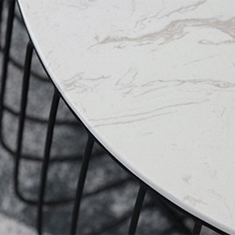 Glam Cocktail Table Abstract Faux Marble/Metal Storage Round Coffee Table