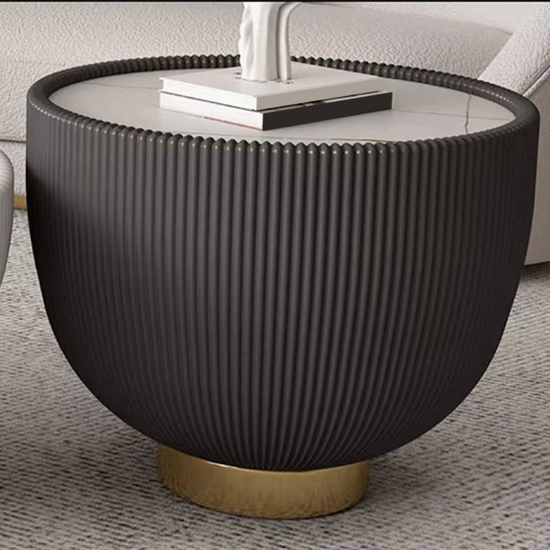 Round Slate Pedestal Coffee Table 2 Pieces Bunching Cocktail Tables
