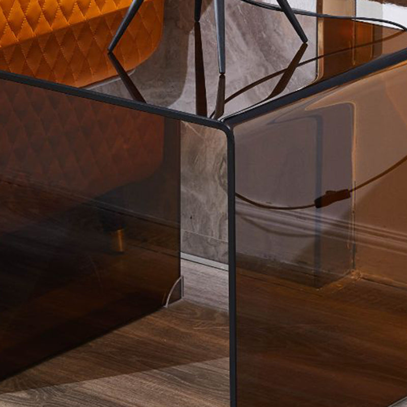 Brown Glass Sled Coffee Table Modern Rectangular 1 Single Cocktail Table