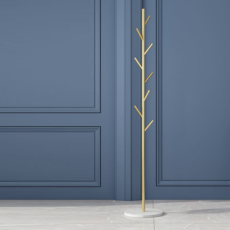 Modern Style Coat Rack Metal Frame Marble Pedestal Hooks Design Rod-shaped Coat Rack