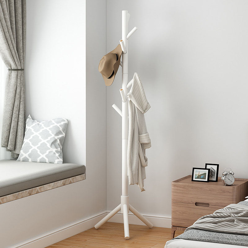 Modern Wood Coat Hanger Free Standing with Hooks Entry Hall Tree