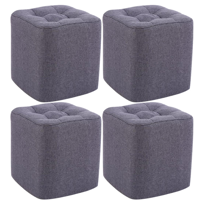 Modern Pouf Ottoman Fabric Upholstered Tufted Solid Color Square Ottoman