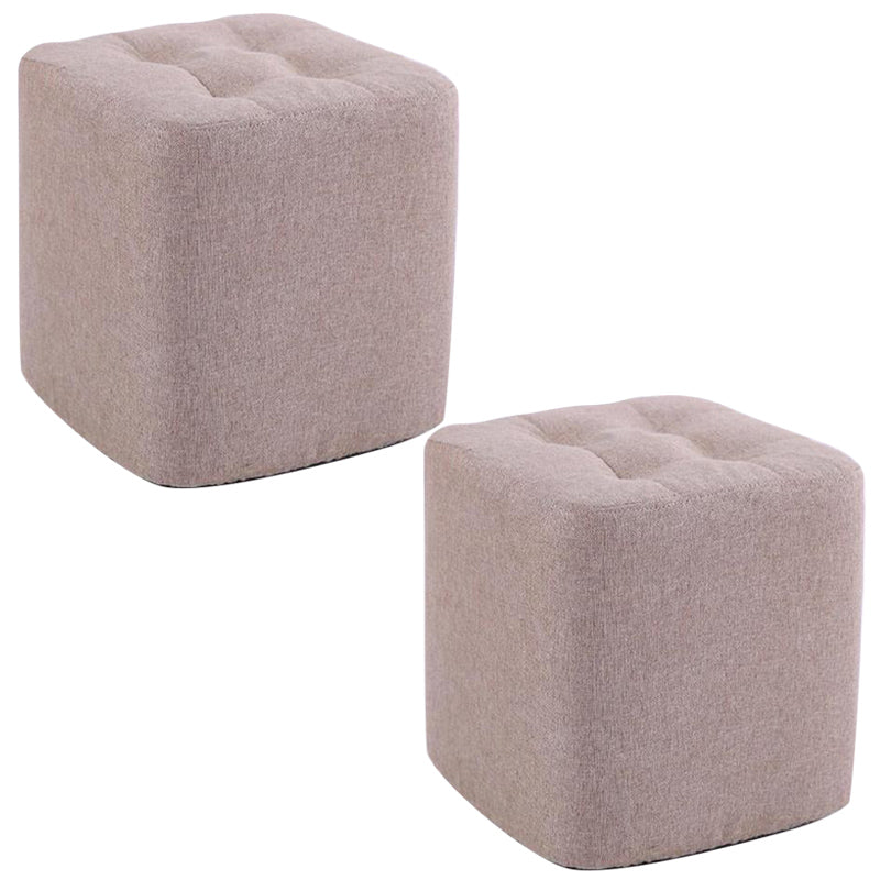 Modern Pouf Ottoman Fabric Upholstered Tufted Solid Color Square Ottoman