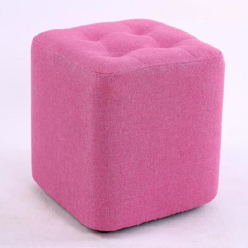 Modern Pouf Ottoman Fabric Upholstered Tufted Solid Color Square Ottoman