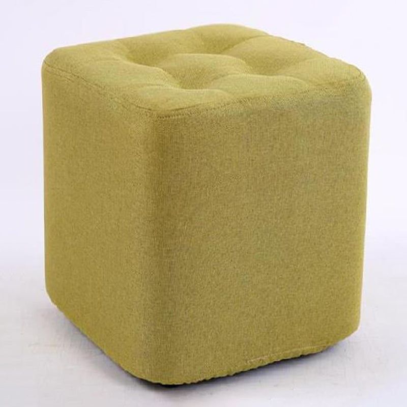 Modern Pouf Ottoman Fabric Upholstered Tufted Solid Color Square Ottoman