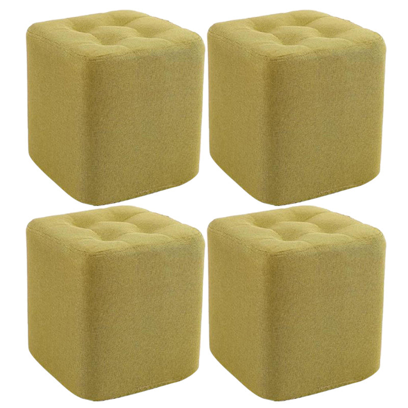 Modern Pouf Ottoman Fabric Upholstered Tufted Solid Color Square Ottoman