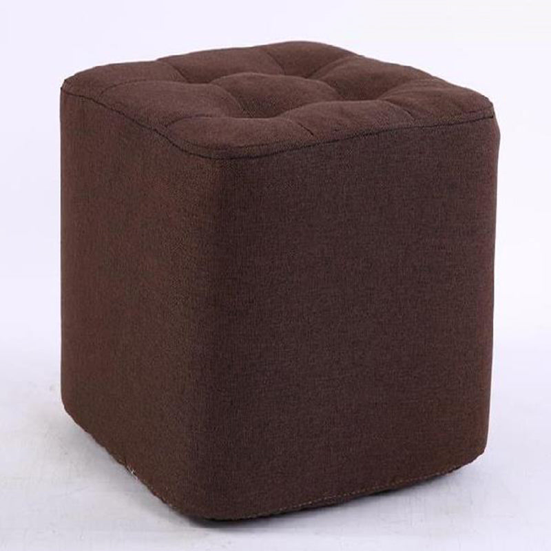 Modern Pouf Ottoman Fabric Upholstered Tufted Solid Color Square Ottoman