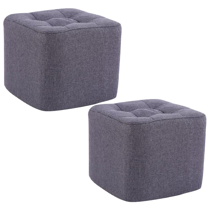 Modern Pouf Ottoman Fabric Upholstered Tufted Solid Color Square Ottoman