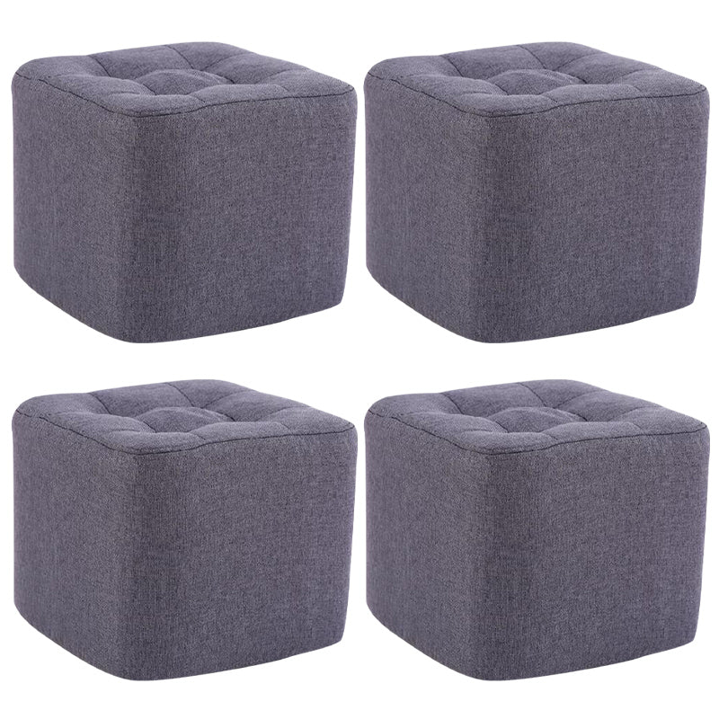 Modern Pouf Ottoman Fabric Upholstered Tufted Solid Color Square Ottoman