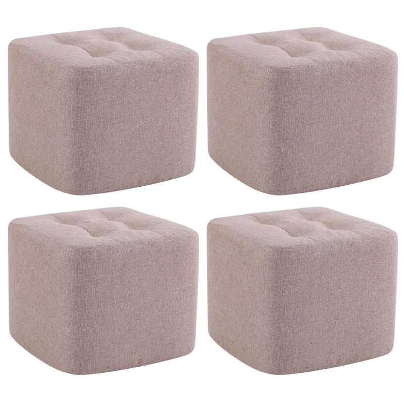 Modern Pouf Ottoman Fabric Upholstered Tufted Solid Color Square Ottoman