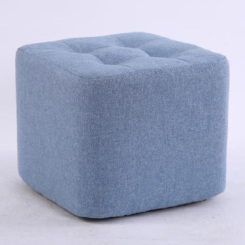 Modern Pouf Ottoman Fabric Upholstered Tufted Solid Color Square Ottoman