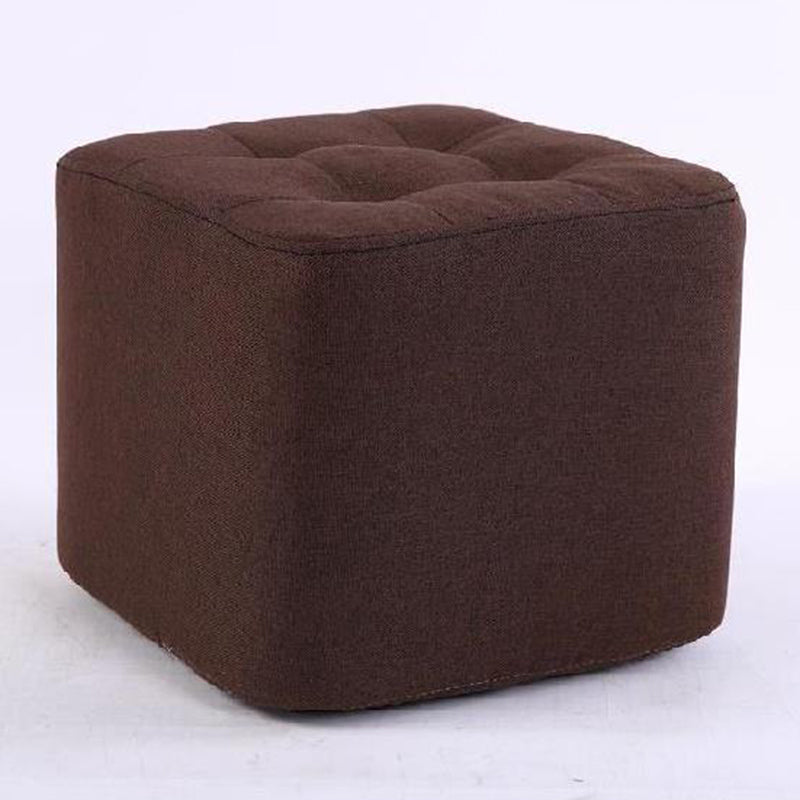 Modern Pouf Ottoman Fabric Upholstered Tufted Solid Color Square Ottoman