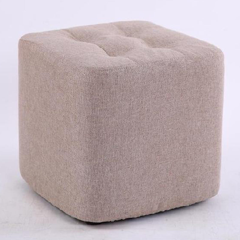 Modern Pouf Ottoman Fabric Upholstered Tufted Solid Color Square Ottoman