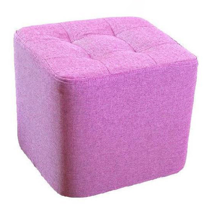 Modern Pouf Ottoman Fabric Upholstered Tufted Solid Color Square Ottoman