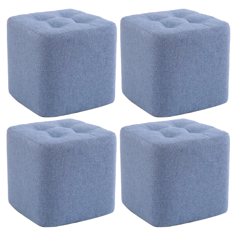 Modern Pouf Ottoman Fabric Upholstered Tufted Solid Color Square Ottoman