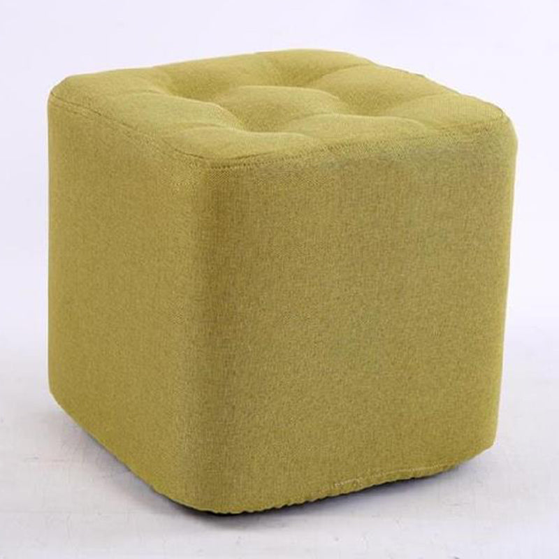 Modern Pouf Ottoman Fabric Upholstered Tufted Solid Color Square Ottoman