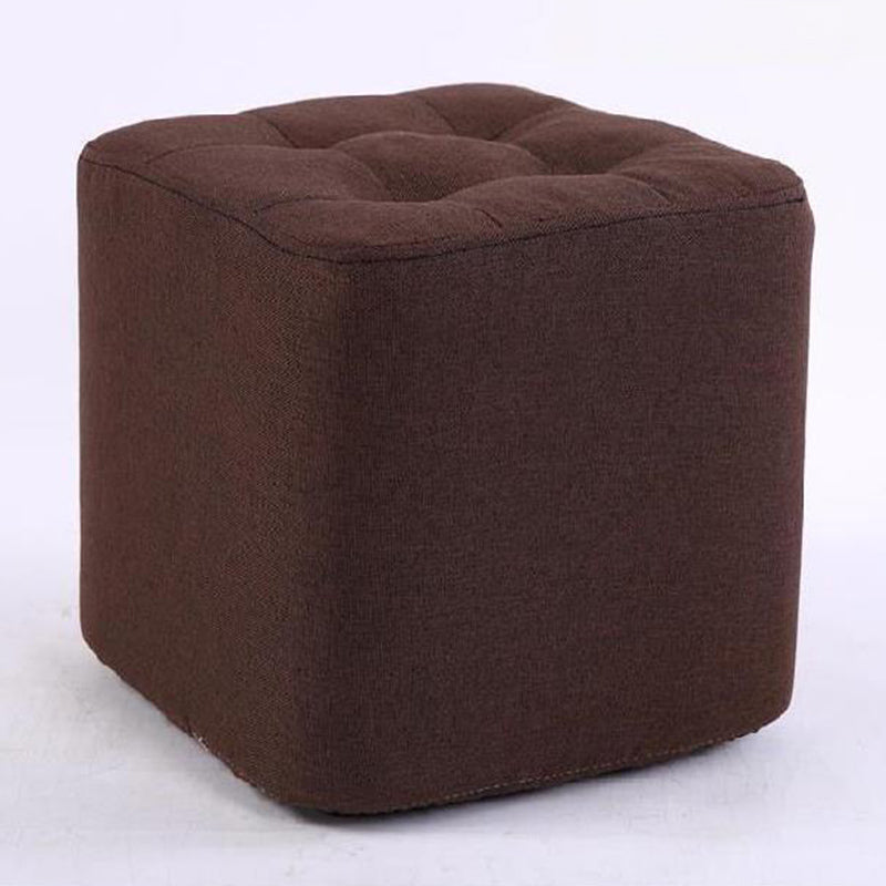 Modern Pouf Ottoman Fabric Upholstered Tufted Solid Color Square Ottoman