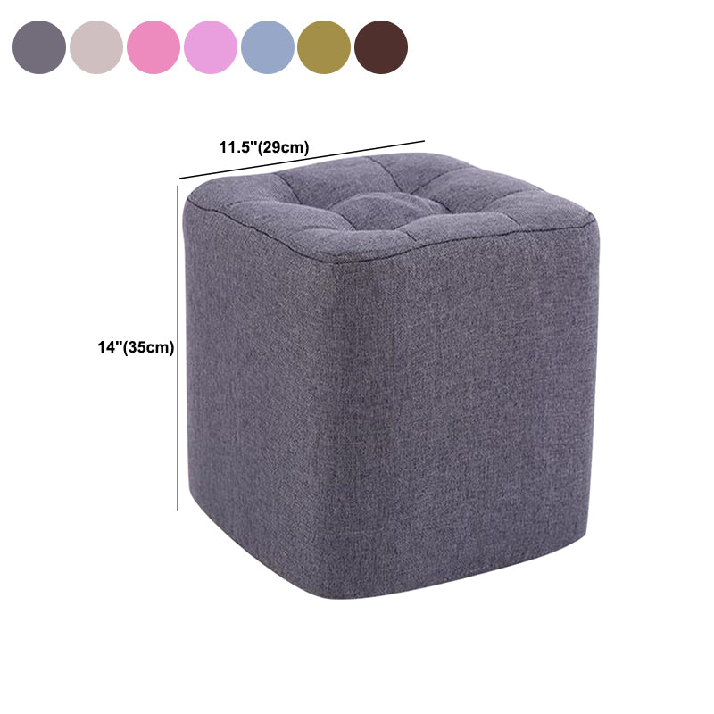 Modern Pouf Ottoman Fabric Upholstered Tufted Solid Color Square Ottoman