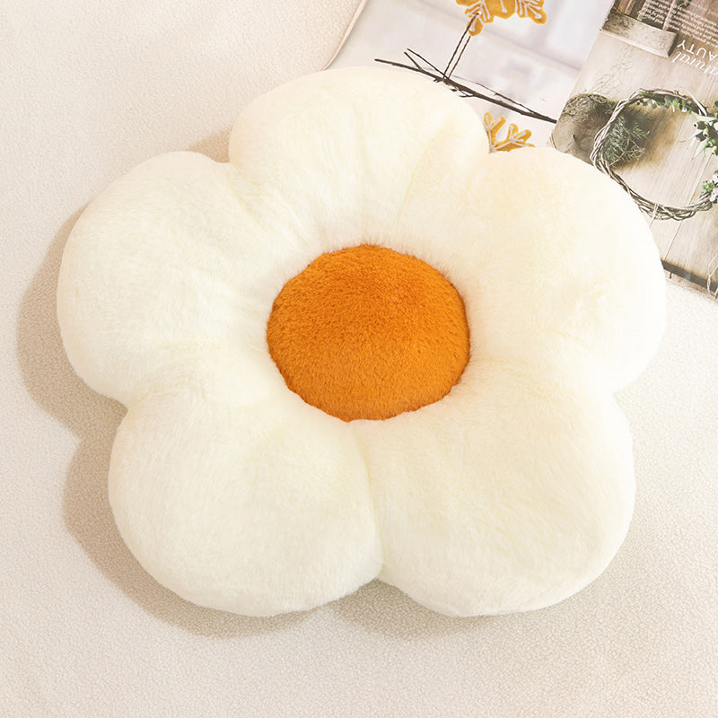 Contemporary Pouf Ottoman Velvet Upholstered Tear Resistant Flower Shape Ottoman