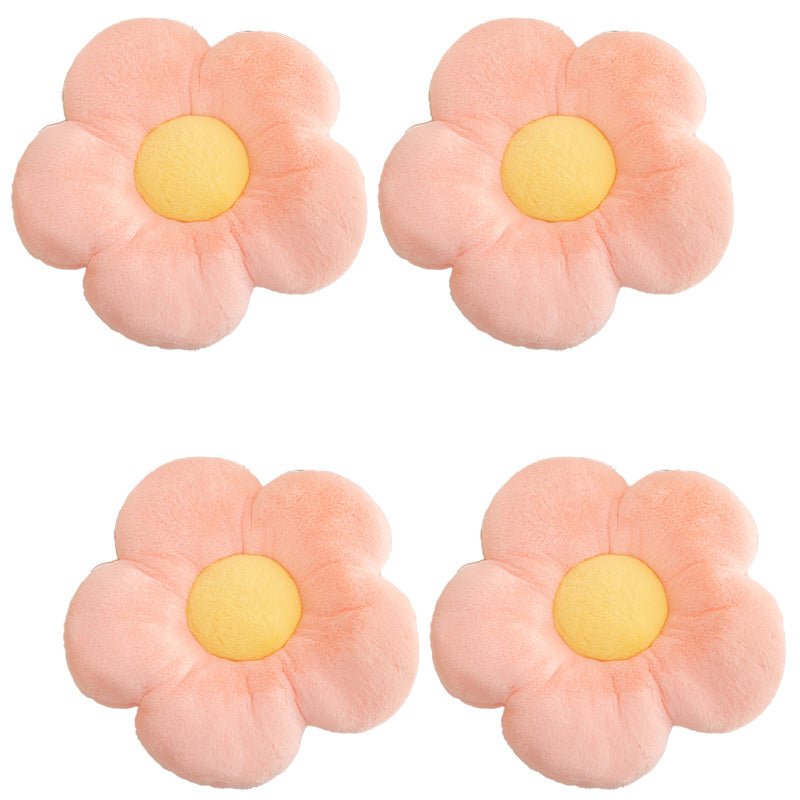 Contemporary Pouf Ottoman Velvet Upholstered Tear Resistant Flower Shape Ottoman