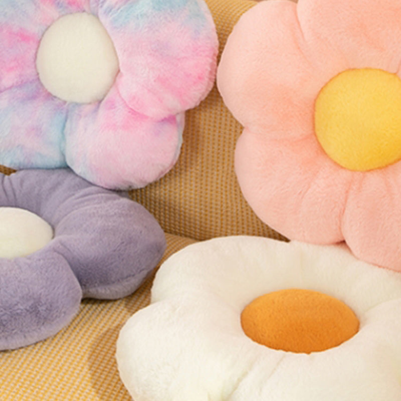 Contemporary Pouf Ottoman Velvet Upholstered Tear Resistant Flower Shape Ottoman