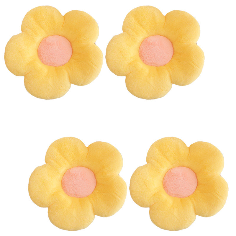 Contemporary Pouf Ottoman Velvet Upholstered Tear Resistant Flower Shape Ottoman