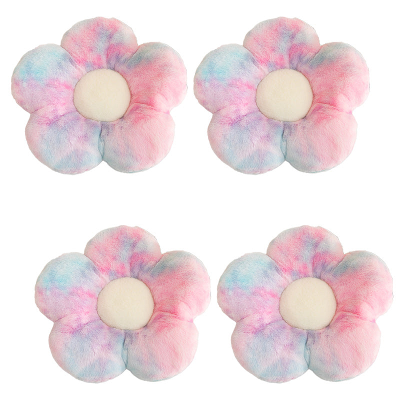 Contemporary Pouf Ottoman Velvet Upholstered Tear Resistant Flower Shape Ottoman